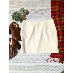 J Crew Ivory Felted Wool Classic Mini Skirt